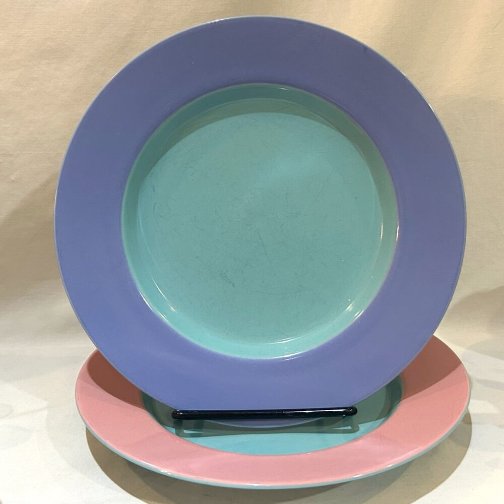 Pair of Vintage 1980s LINDT STYMEIST Colorways 9” Lunch Plates Japan Used